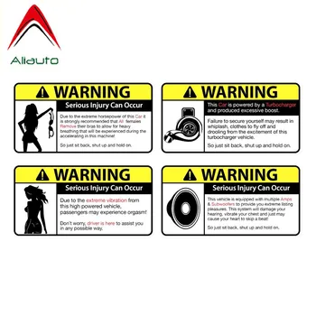 Aliauto 4 X Vicces Rajzfilm Figyelmeztetés Autó Matrica Vízálló Naptej Anti-UV Fényvisszaverő Matricák,9cm*4cm