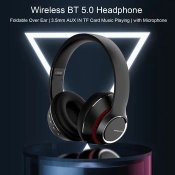 Vezeték nélküli BT 5.0 Fejhallgató Ear Fülhallgató Sport Zenét Fülhallgató 3,5 mm-es AUX-IN TF Kártya MP3 Lejátszó, Mikrofon
