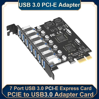 USB 3.0 PCI Express adapterkártya PCI-E, hogy 7 Portok USB 3 Super Speed USB PCIe PCI-e Hub Átalakító Bővítő Adapter Asztali