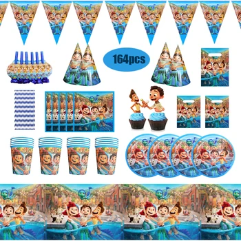 164pcs Disney Pixar Luca Fél Eldobható Evőeszközök Meghatározott Baba Zuhany Papír Tányér, Csésze, Szalvéták Lufi Dekoráció Ajándék Gyerekeknek