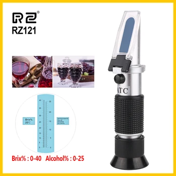 RZ Bor Refraktométer Alcoholometer Cukor Szőlő, Bor, 0~25% - os Alkohol 0~40% Brix Teszter Mérő Bort Refraktométer RZ121