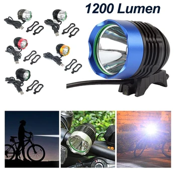LED Kerékpár, Bicikli Első Lámpa 1200 Lumen T6 MTB Kerékpár Fény Újratölthető Akkumulátor Motor Fényszóró Kerékpáros Lámpa Kerékpár Kiegészítők